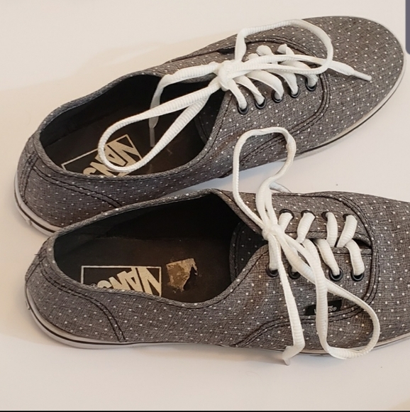 Low Top Vans Gray Polka Dot Sneakers Size 8.5 - Picture 3 of 7